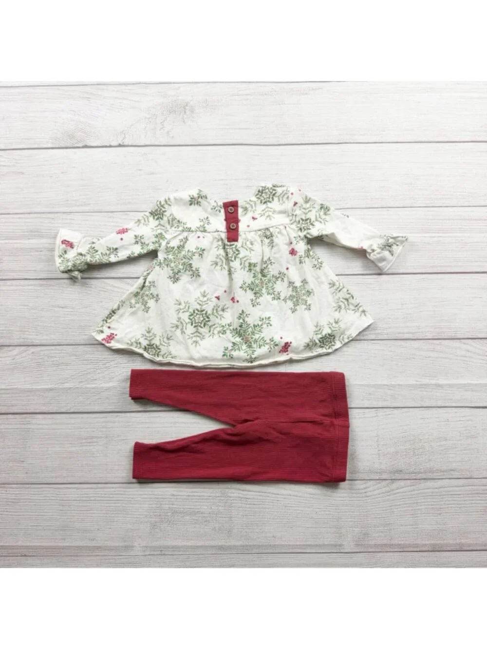 Burts Bees Baby Girls Organic Cotton Floral Tunic Leggings Set 3-6 Months